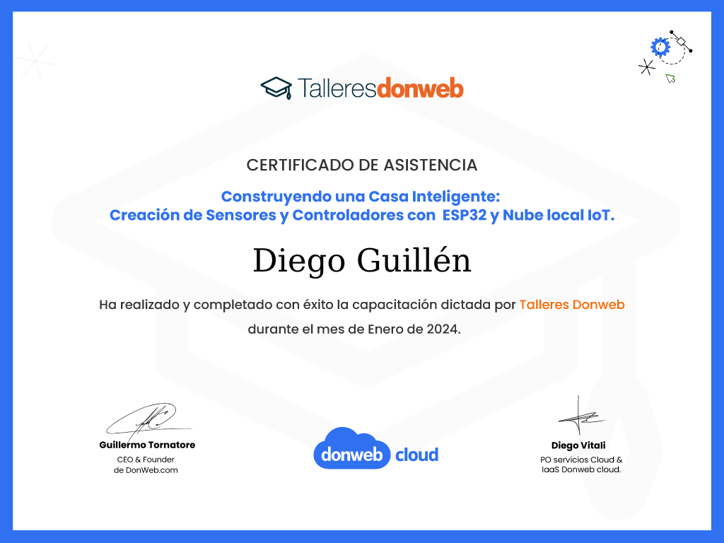 Certificado de asistencia · Talleres DonWeb