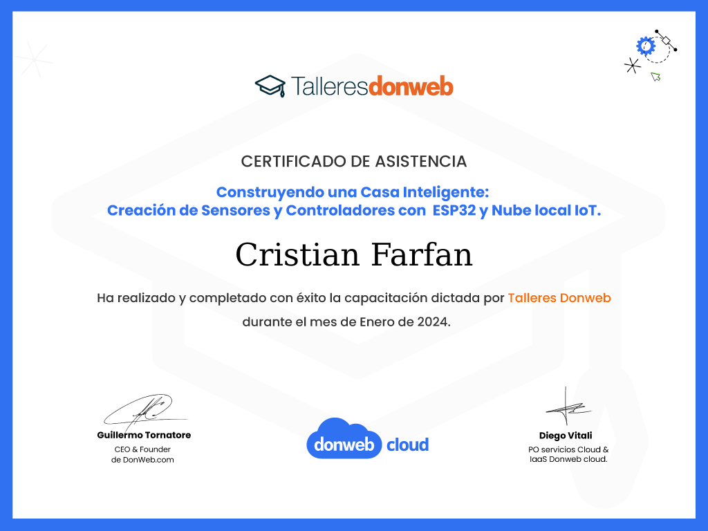Certificado de asistencia · Talleres DonWeb