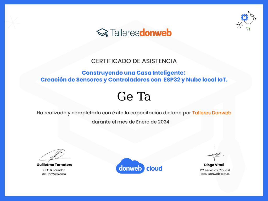 Certificado de asistencia · Talleres DonWeb