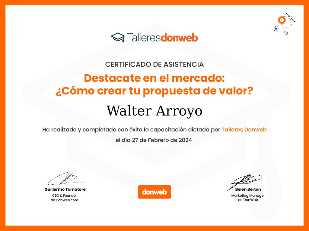 Certificado de asistencia · Talleres DonWeb