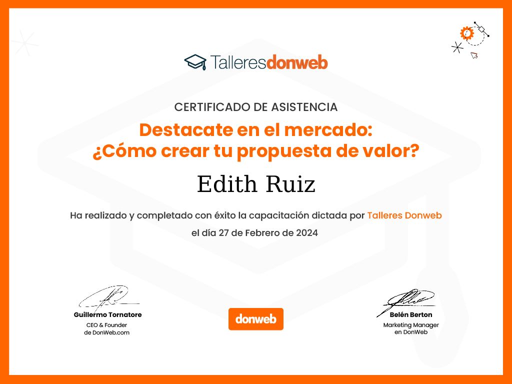 Certificado de asistencia · Talleres DonWeb