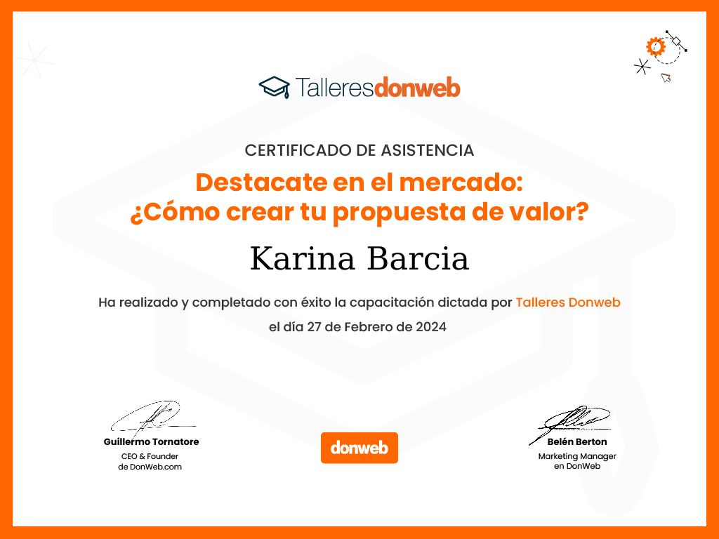 Certificado de asistencia · Talleres DonWeb