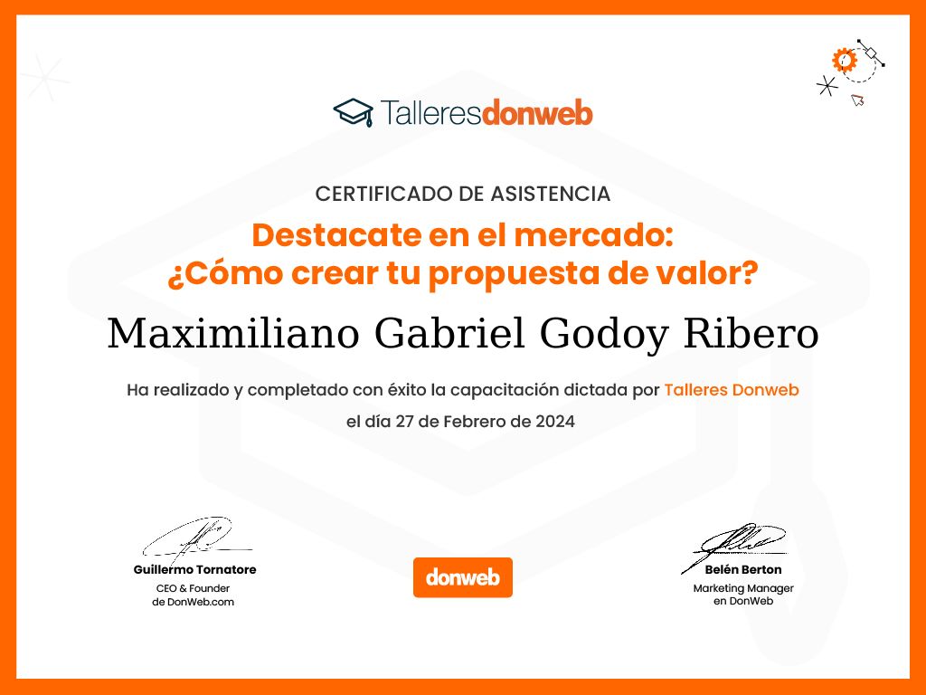 Certificado de asistencia · Talleres DonWeb