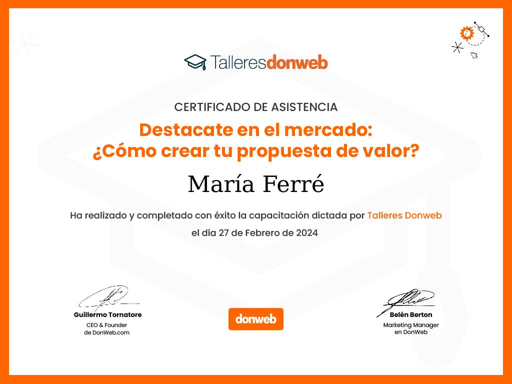 Certificado de asistencia · Talleres DonWeb