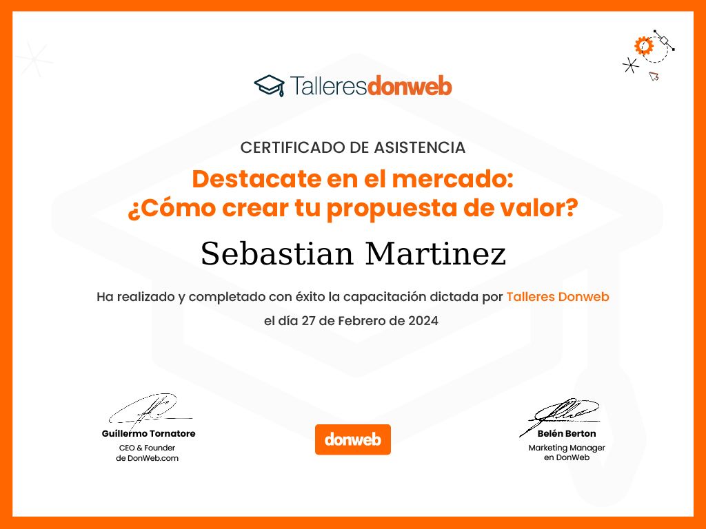 Certificado de asistencia · Talleres DonWeb