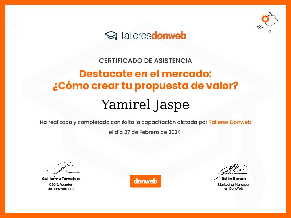 Certificado de asistencia · Talleres DonWeb