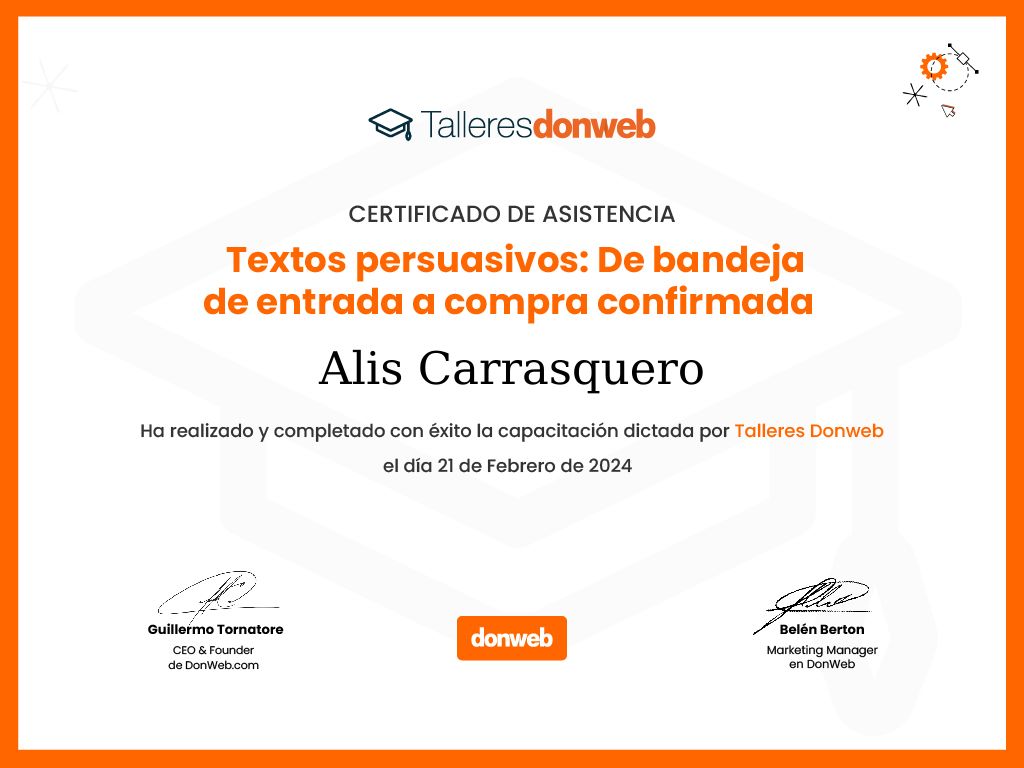 Certificado de asistencia · Talleres DonWeb