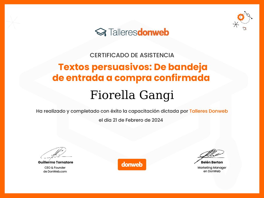 Certificado de asistencia · Talleres DonWeb
