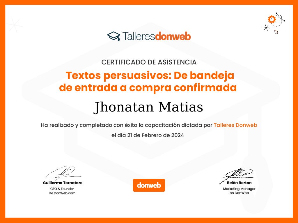 Certificado de asistencia · Talleres DonWeb