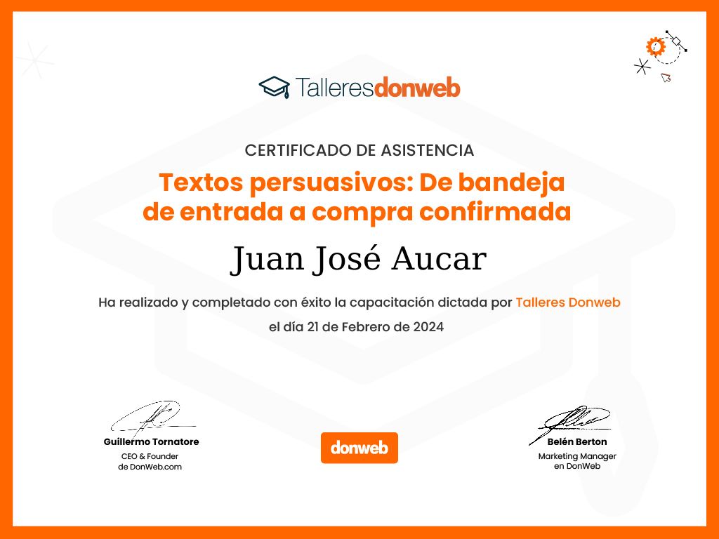 Certificado de asistencia · Talleres DonWeb