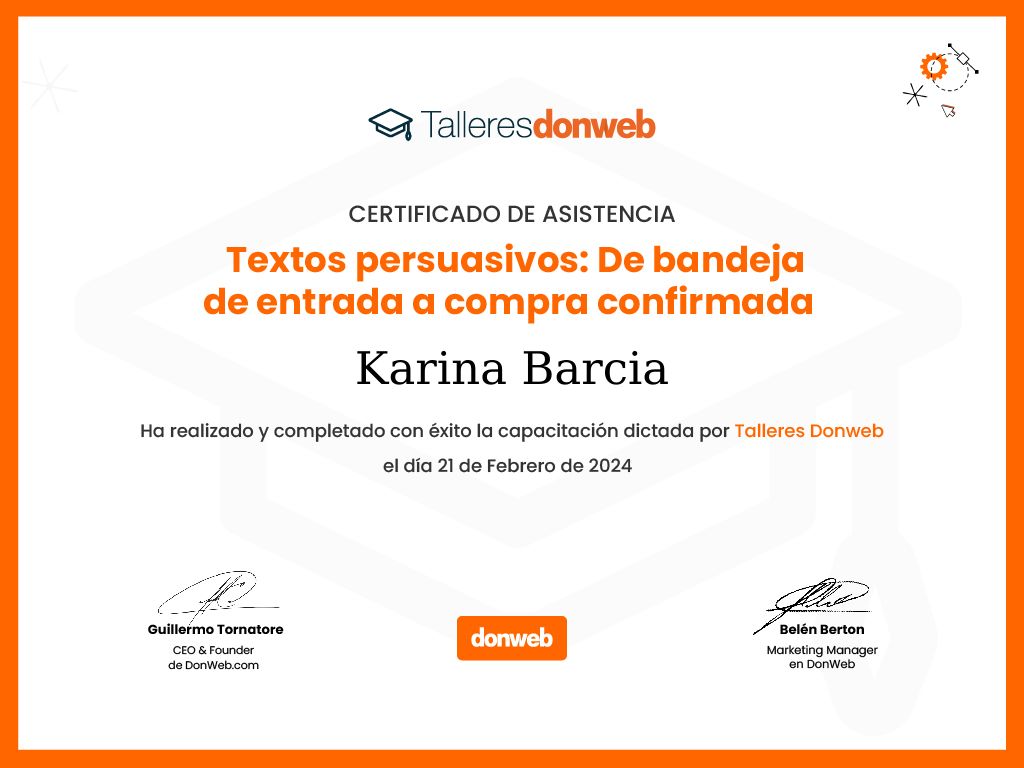 Certificado de asistencia · Talleres DonWeb