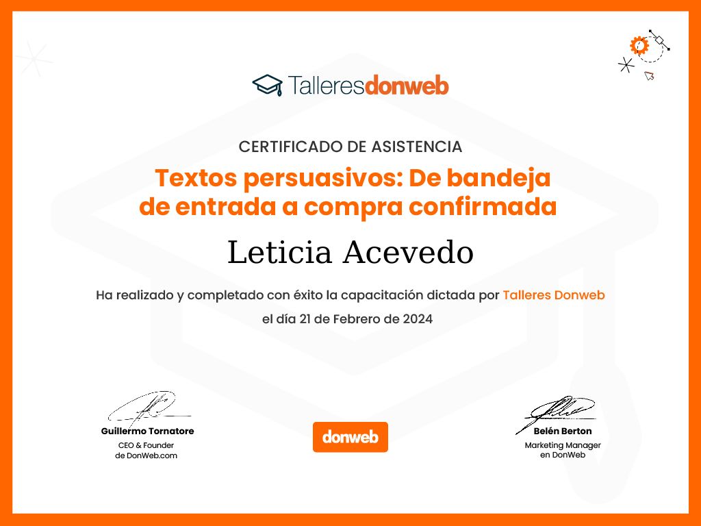 Certificado de asistencia · Talleres DonWeb