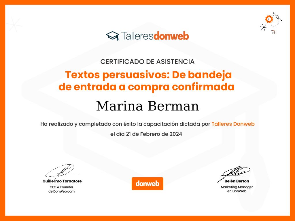 Certificado de asistencia · Talleres DonWeb