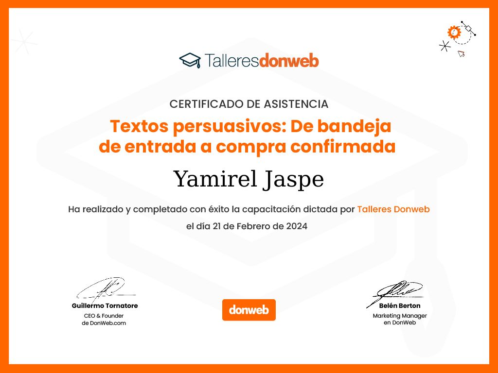 Certificado de asistencia · Talleres DonWeb