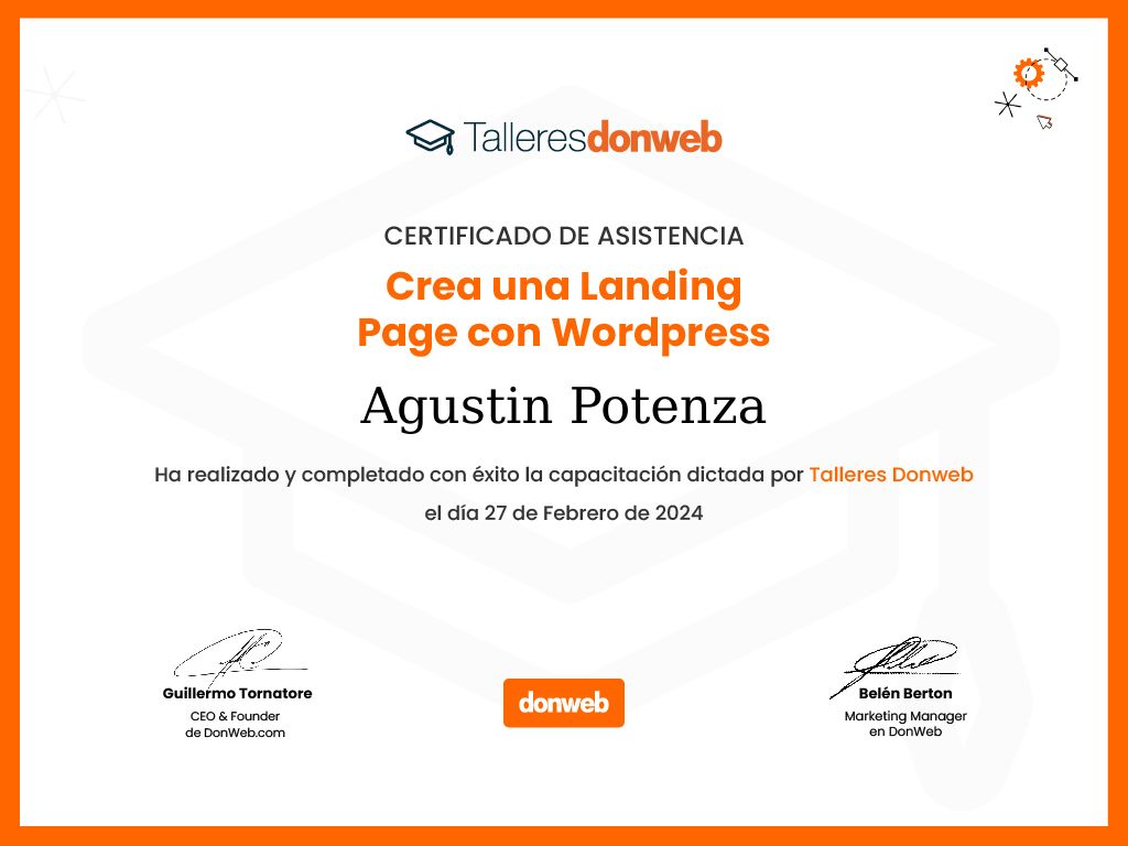 Certificado de asistencia · Talleres DonWeb