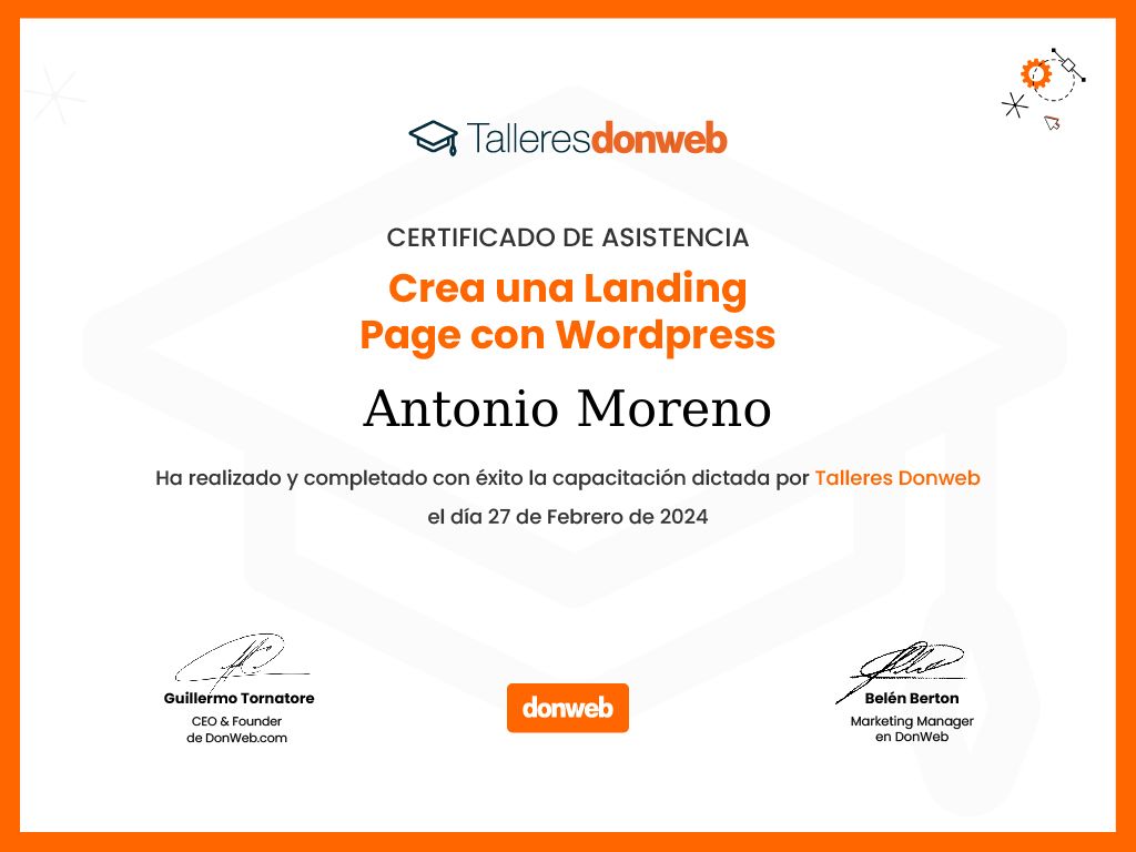 Certificado de asistencia · Talleres DonWeb