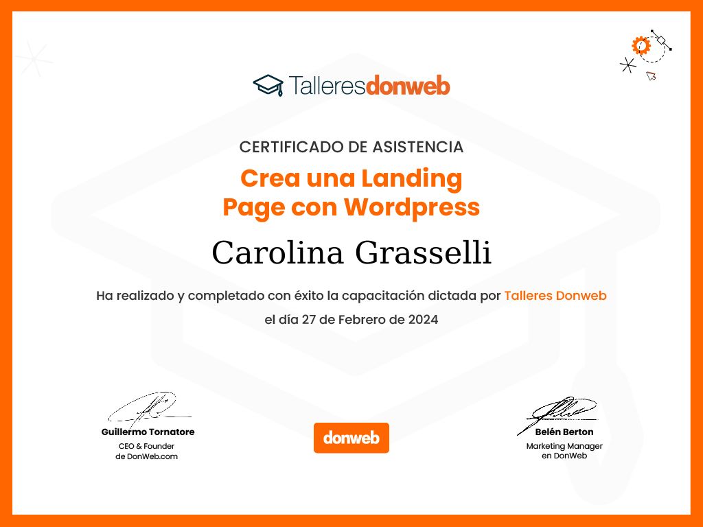 Certificado de asistencia · Talleres DonWeb