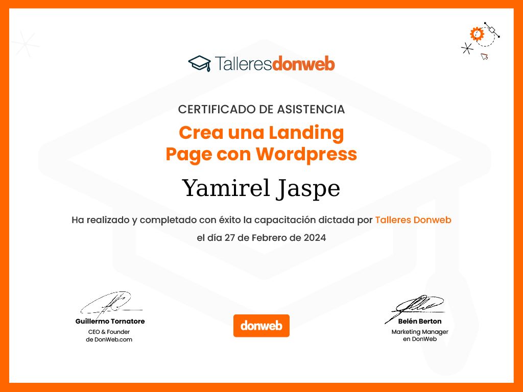 Certificado de asistencia · Talleres DonWeb