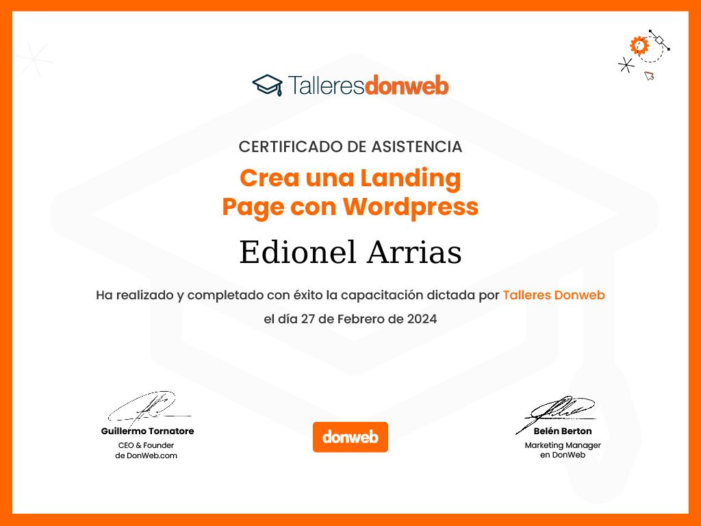 Certificado de asistencia · Talleres DonWeb
