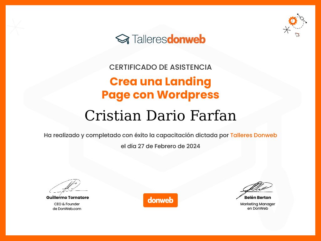 Certificado de asistencia · Talleres DonWeb