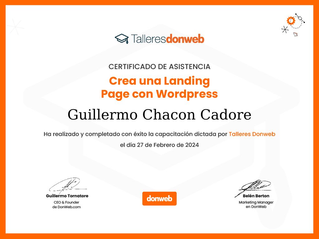 Certificado de asistencia · Talleres DonWeb
