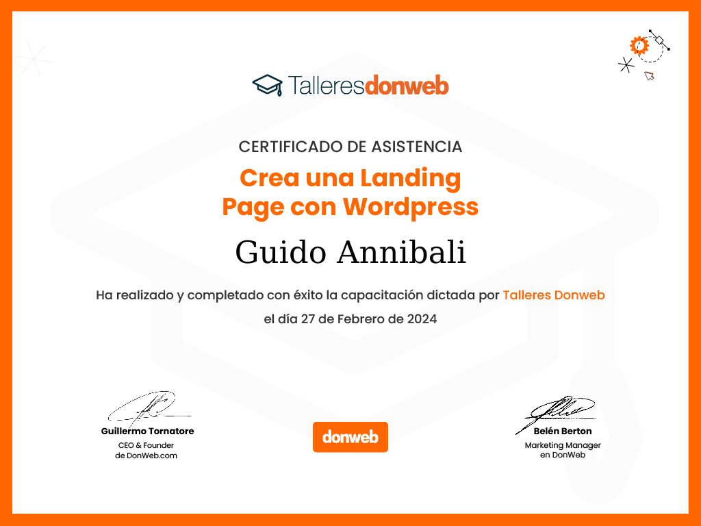 Certificado de asistencia · Talleres DonWeb