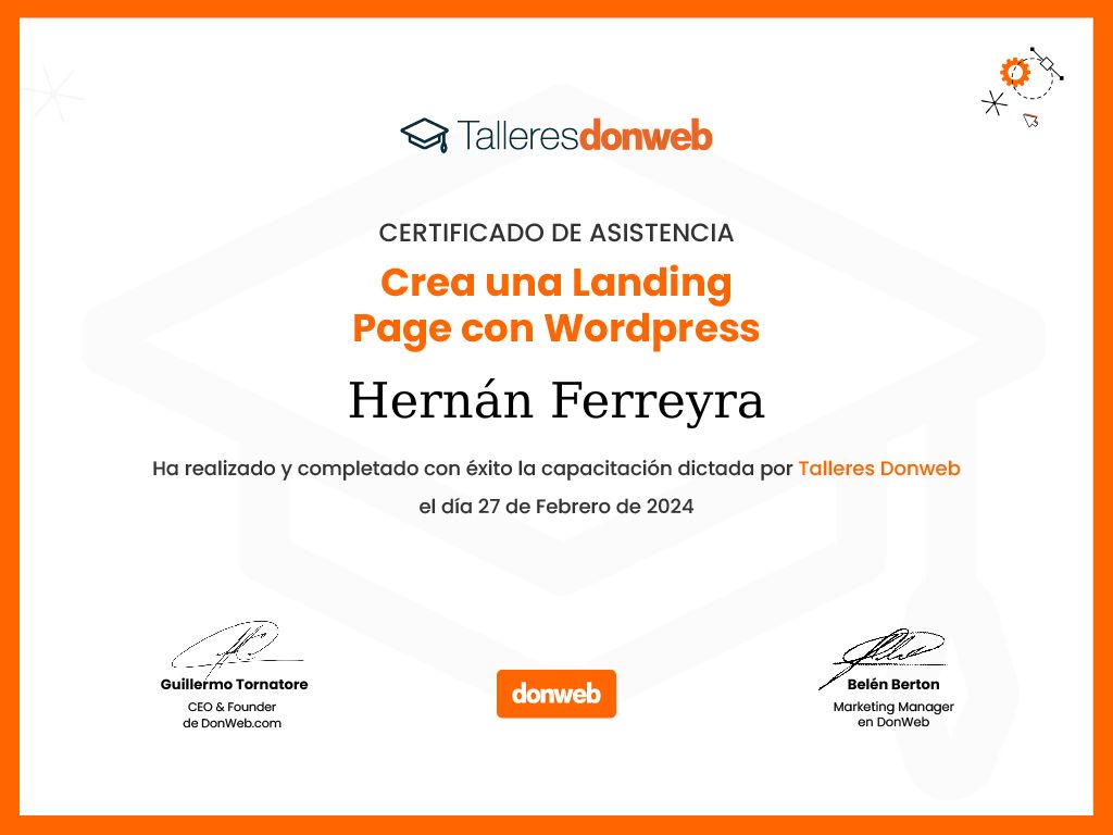 Certificado de asistencia · Talleres DonWeb