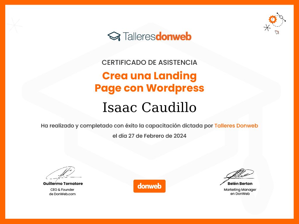 Certificado de asistencia · Talleres DonWeb