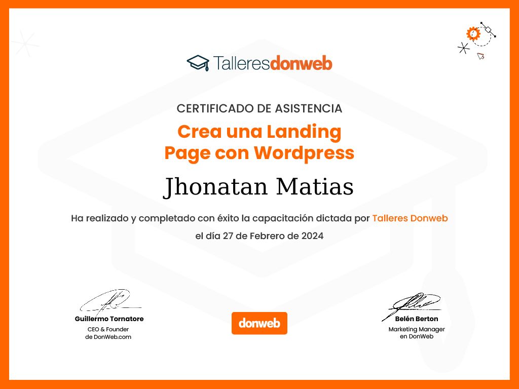 Certificado de asistencia · Talleres DonWeb