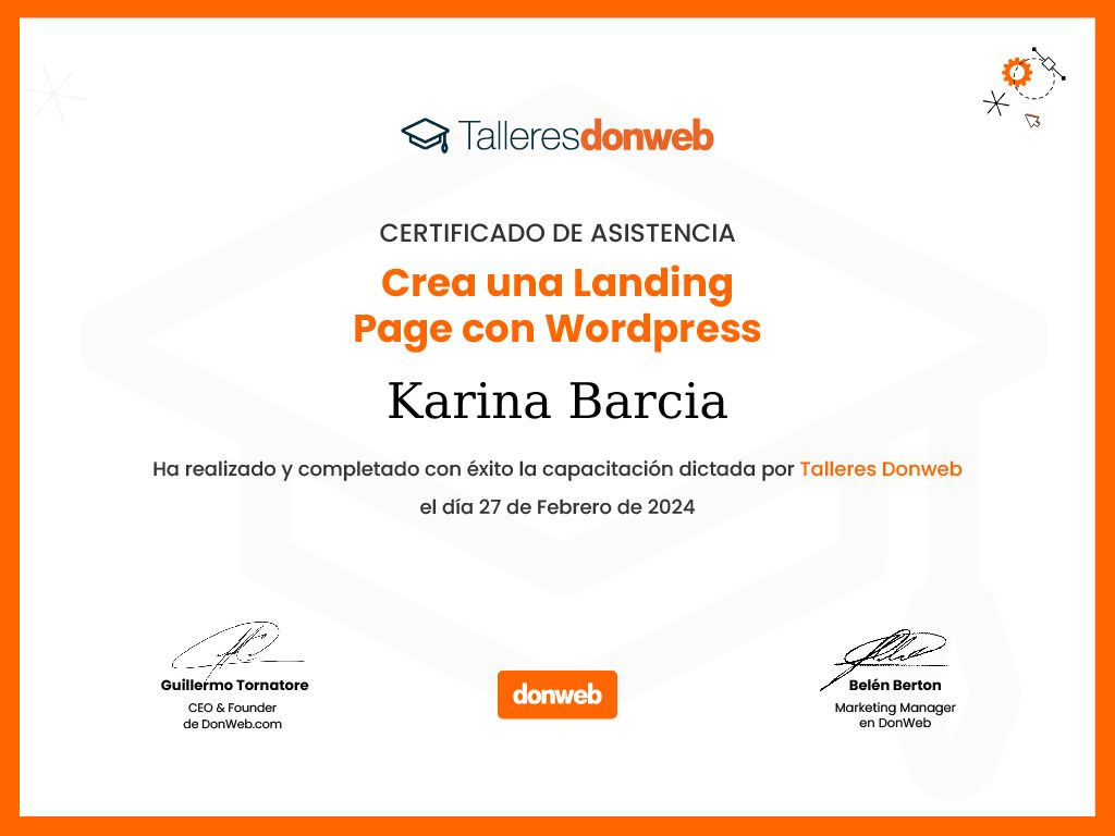 Certificado de asistencia · Talleres DonWeb