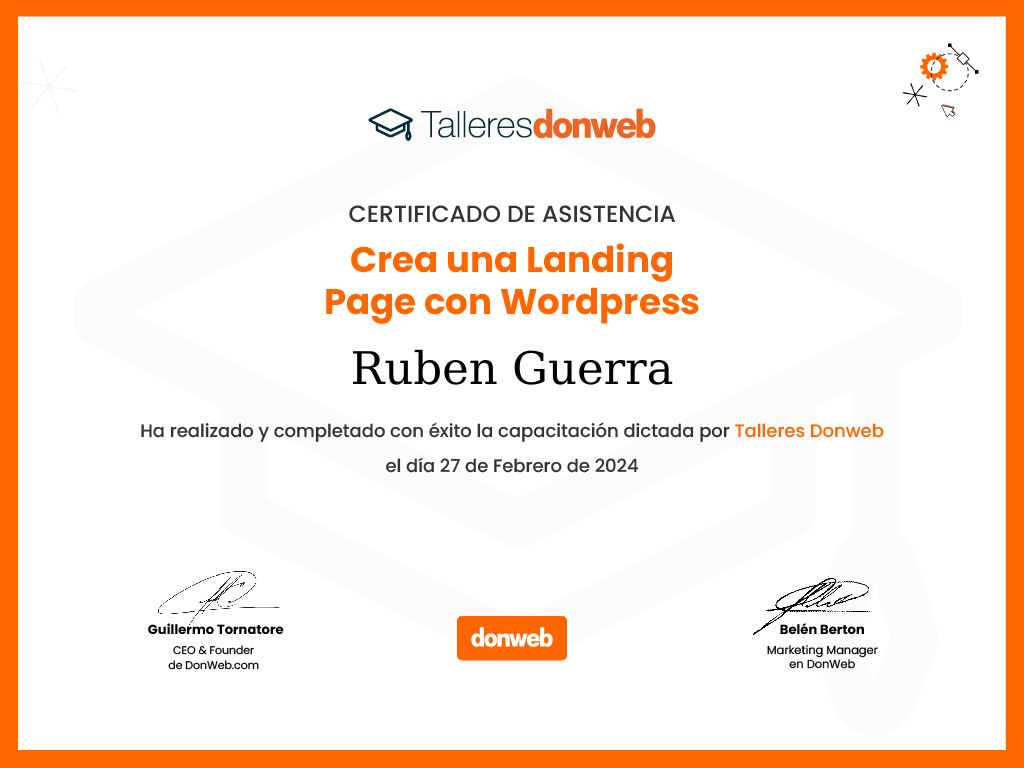 Certificado de asistencia · Talleres DonWeb