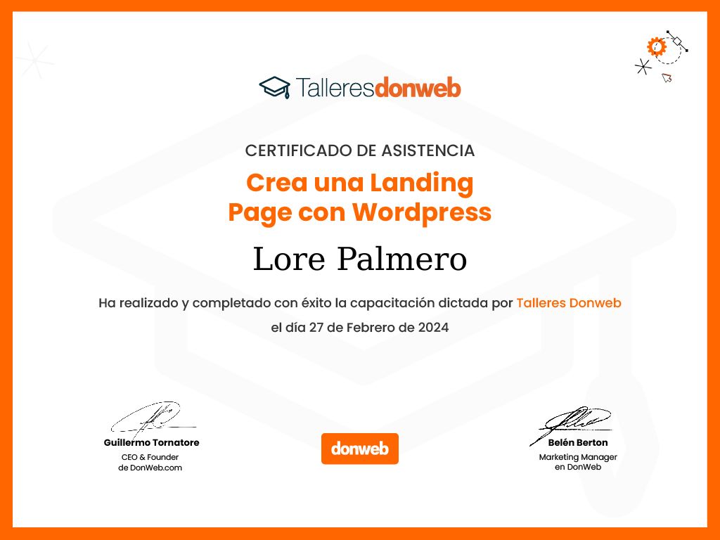 Certificado de asistencia · Talleres DonWeb