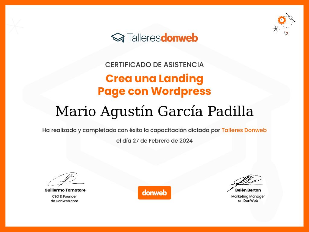 Certificado de asistencia · Talleres DonWeb