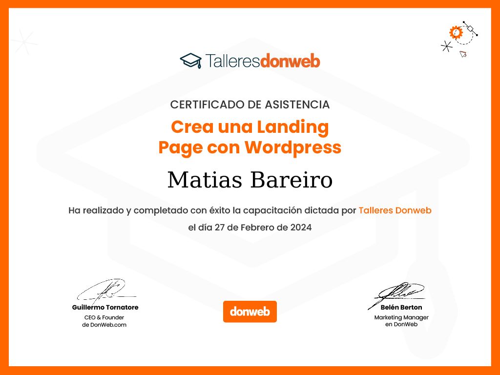 Certificado de asistencia · Talleres DonWeb