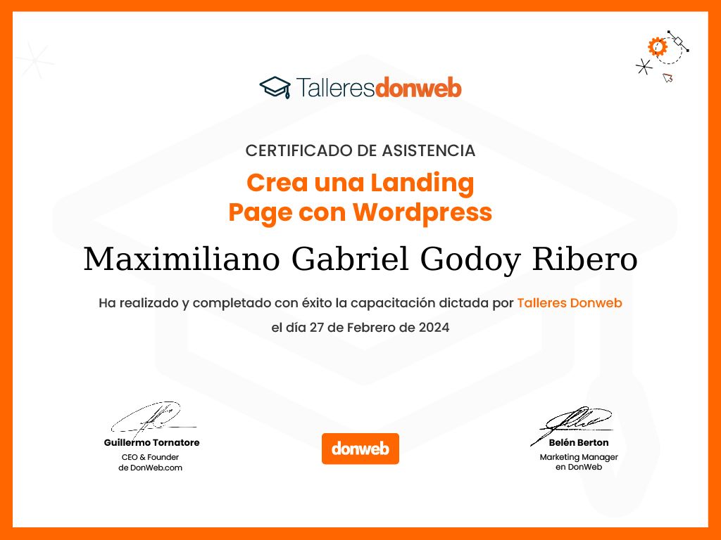 Certificado de asistencia · Talleres DonWeb