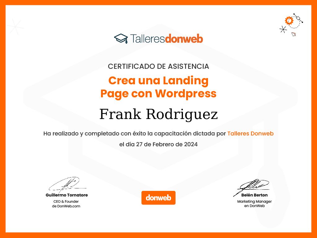 Certificado de asistencia · Talleres DonWeb