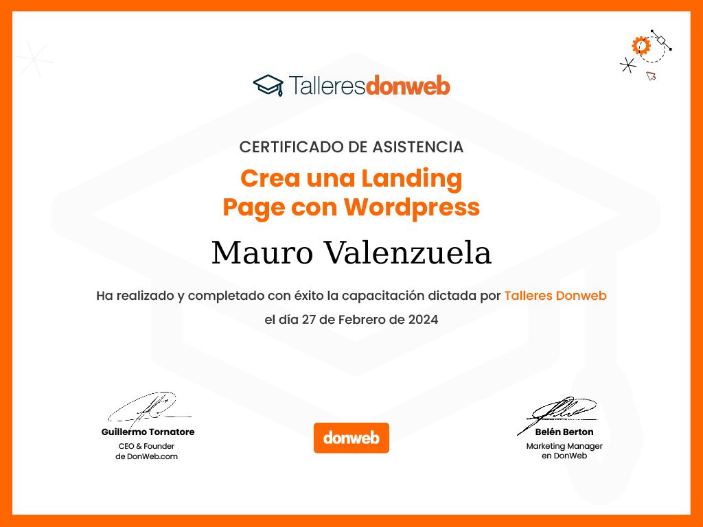 Certificado de asistencia · Talleres DonWeb