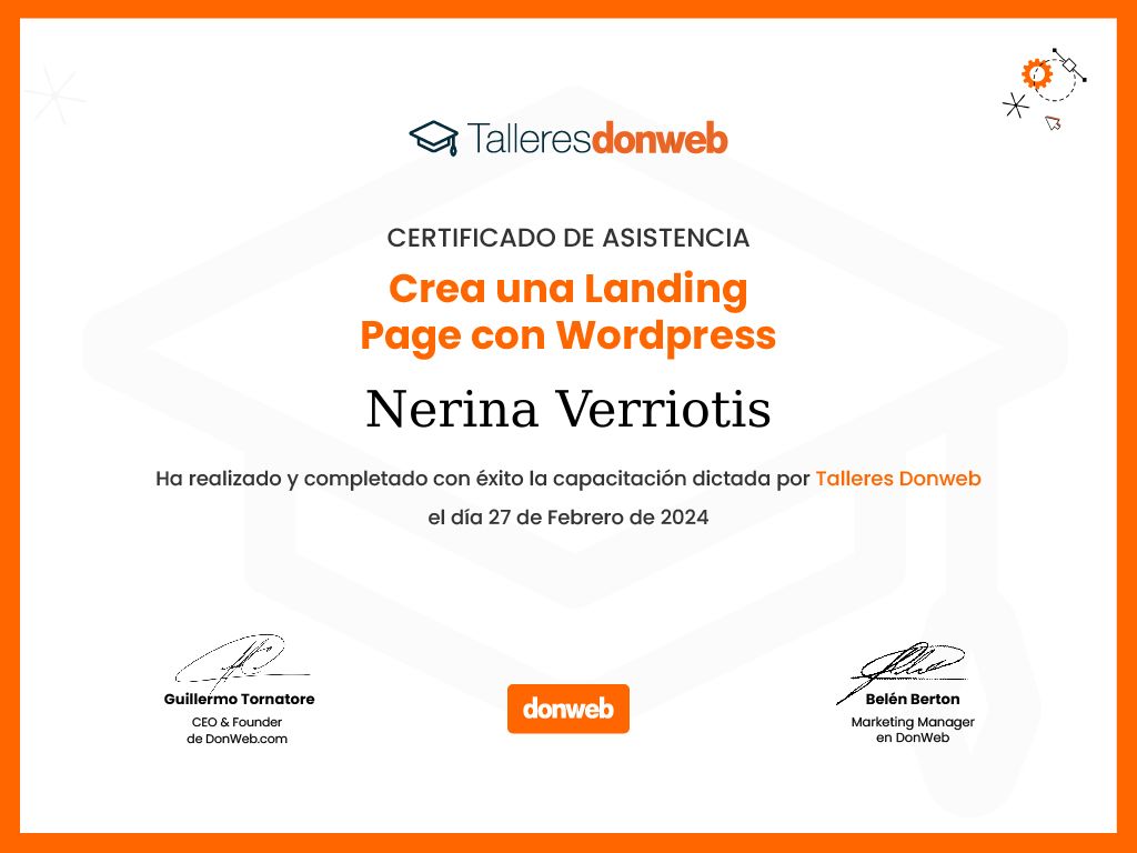 Certificado de asistencia · Talleres DonWeb
