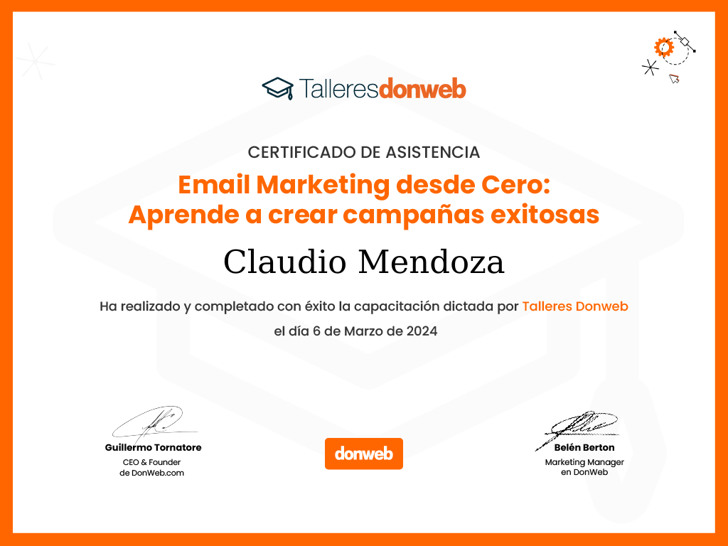Certificado de asistencia · Talleres DonWeb