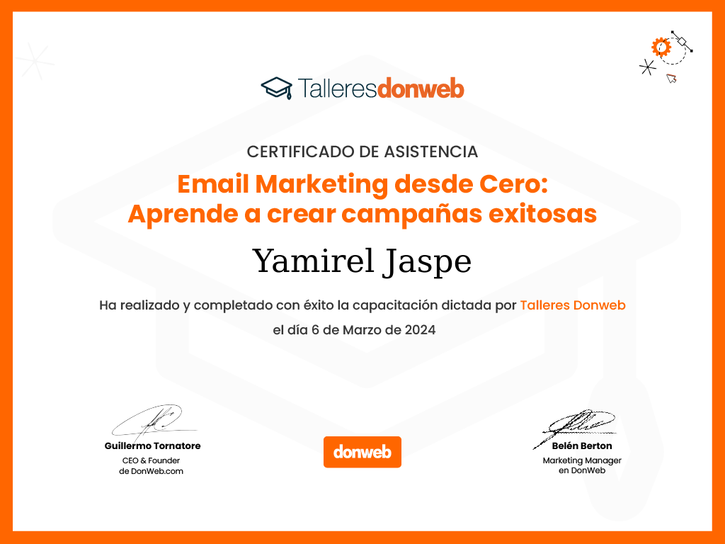 Certificado de asistencia · Talleres DonWeb