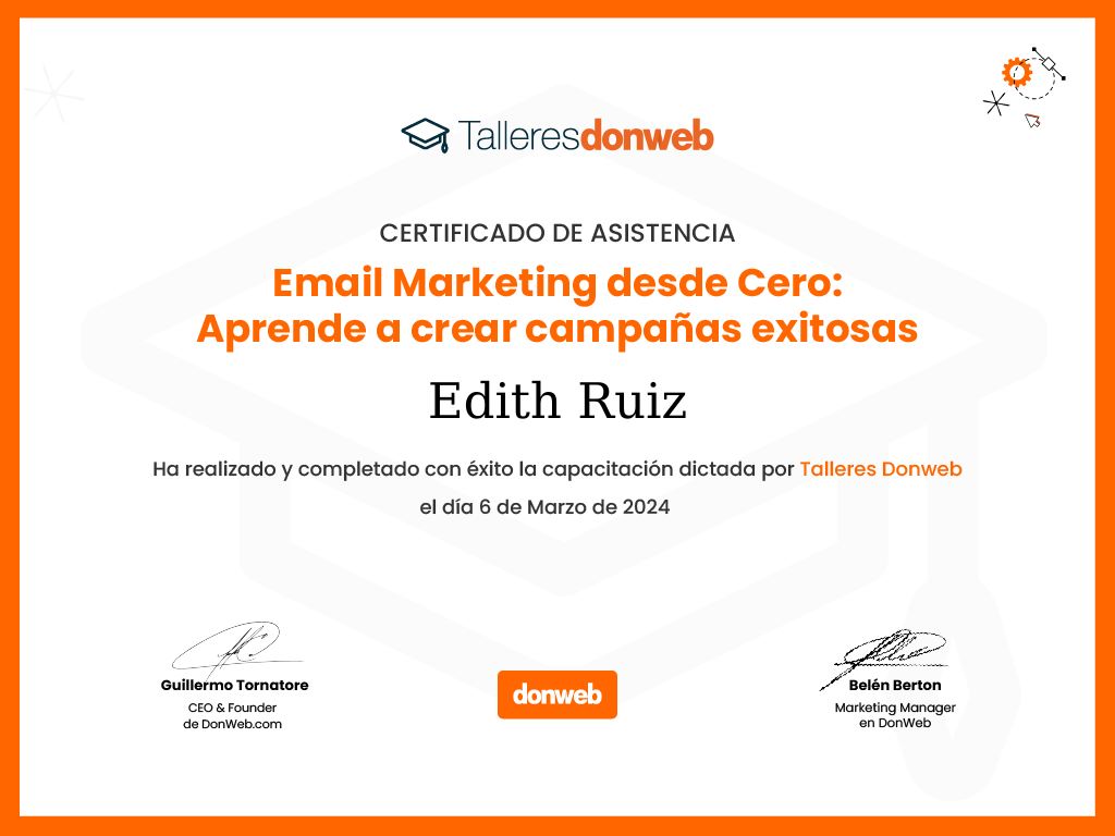 Certificado de asistencia · Talleres DonWeb