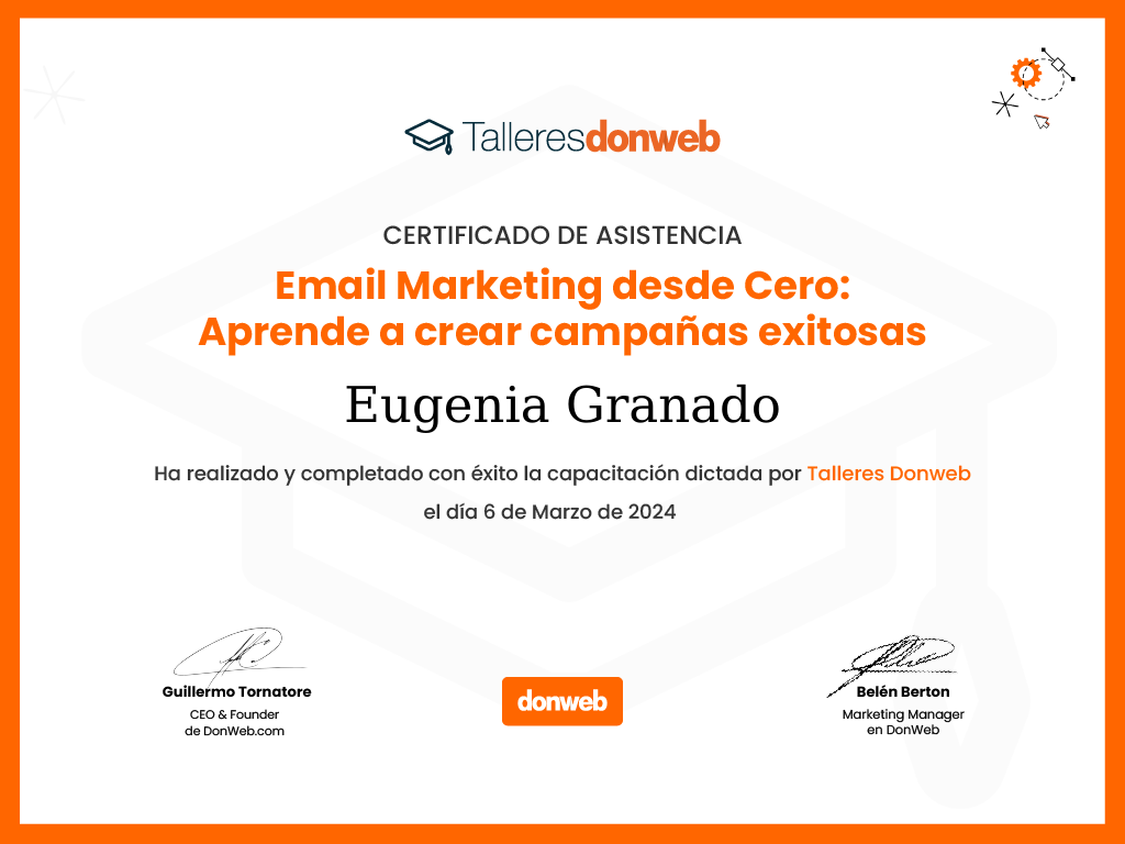 Certificado de asistencia · Talleres DonWeb