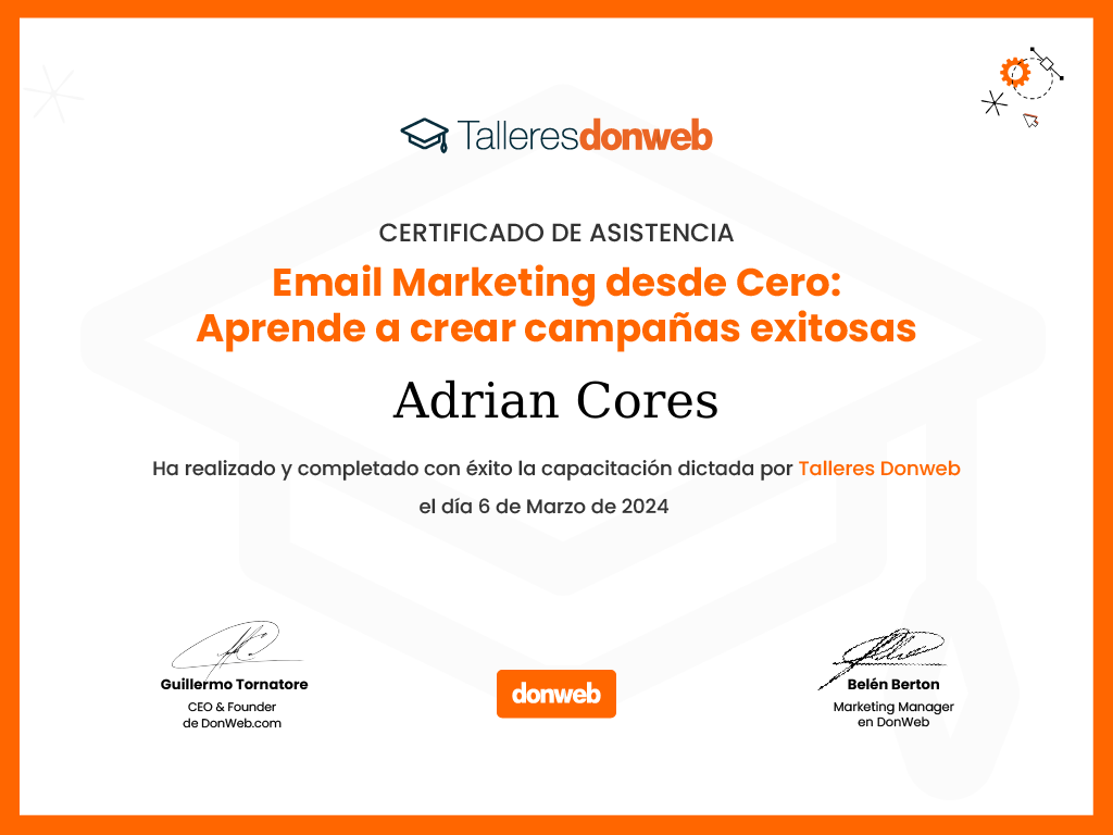 Certificado de asistencia · Talleres DonWeb