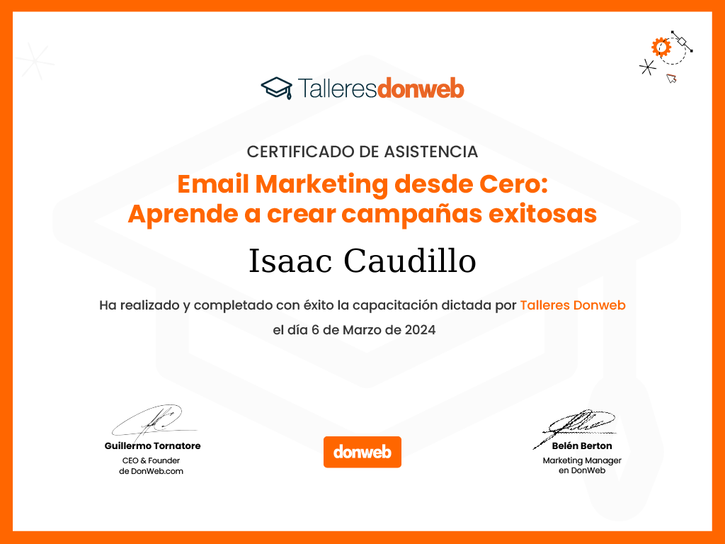 Certificado de asistencia · Talleres DonWeb