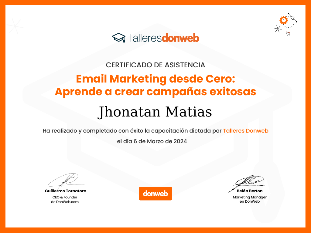 Certificado de asistencia · Talleres DonWeb
