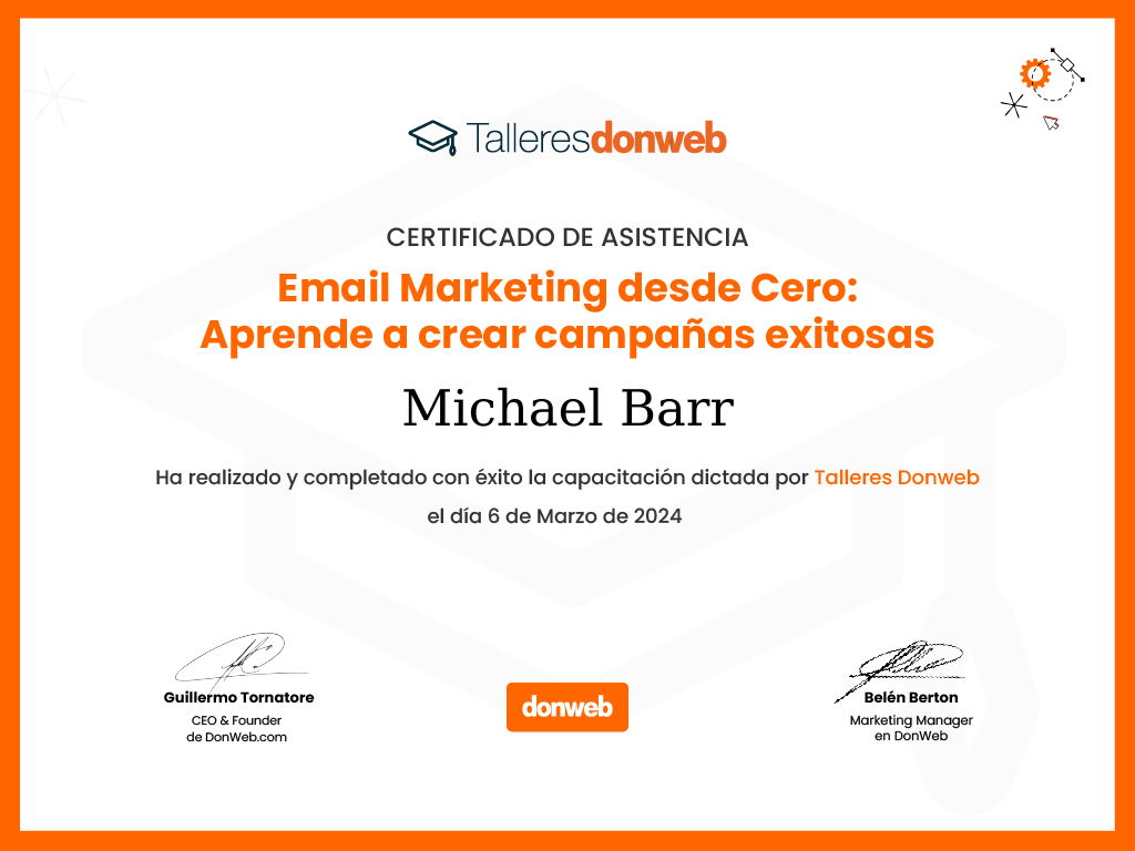 Certificado de asistencia · Talleres DonWeb