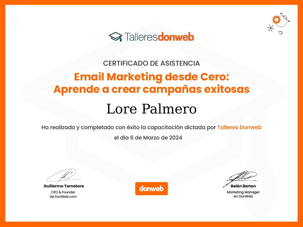 Certificado de asistencia · Talleres DonWeb