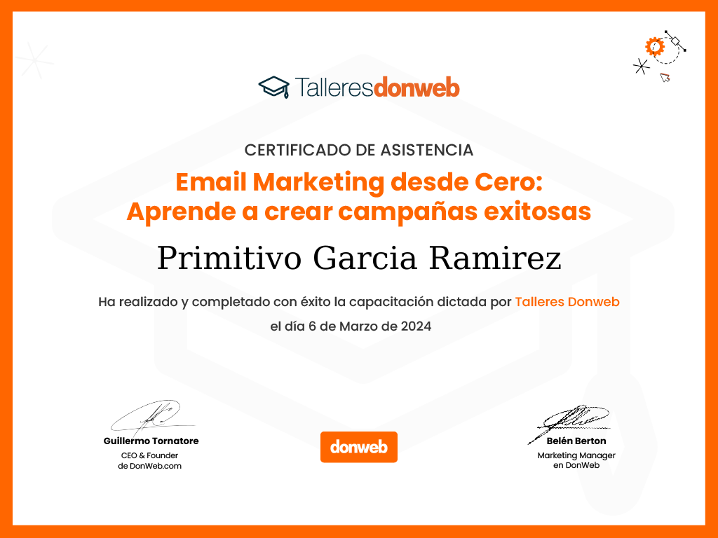 Certificado de asistencia · Talleres DonWeb
