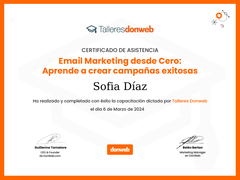 Certificado de asistencia · Talleres DonWeb