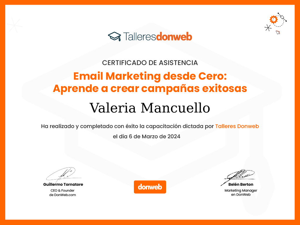 Certificado de asistencia · Talleres DonWeb